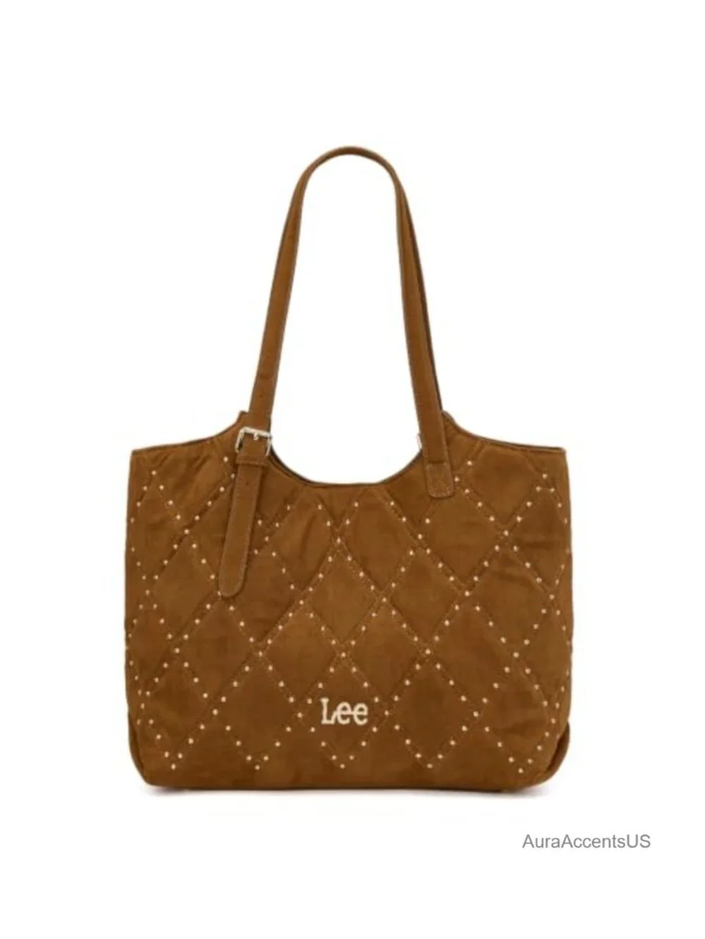 Large Faux Suede Tote Bag with Adjustable Strap, 3 Compartments, Magnetic